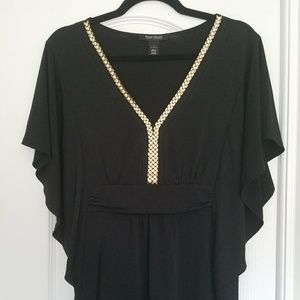 Embellished Black Batwing Dressy Top